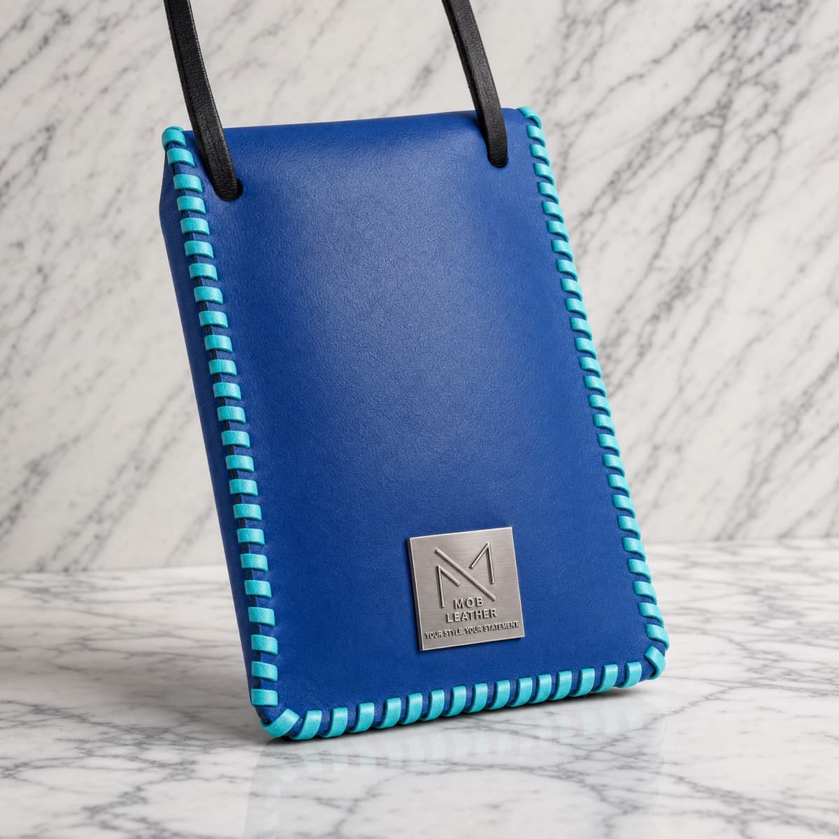 Blue Phone Pouch — angle view