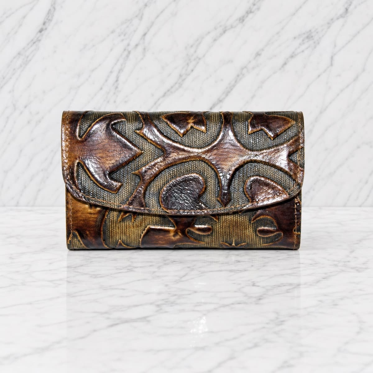 Handmade Laredo Brown Embossed Leather Wallet